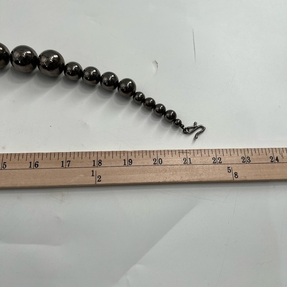 Chunky Pewter Weighted Large Beaded Necklace - Picture 6 of 8